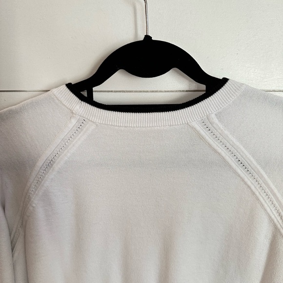 ATHLETA M White north point ribbed black trim cotton blend woman popover tunic - Picture 12 of 13